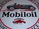 Vintage Mobil Mobiloil Race Car 11 3/4 Porcelain Metal Vacuum Gargoyle Gas Sign