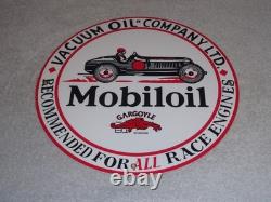 Vintage Mobil Mobiloil Race Car 11 3/4 Porcelain Metal Vacuum Gargoyle Gas Sign