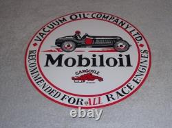 Vintage Mobil Mobiloil Race Car 11 3/4 Porcelain Metal Vacuum Gargoyle Gas Sign