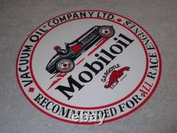 Vintage Mobil Mobiloil Race Car 11 3/4 Porcelain Metal Vacuum Gargoyle Gas Sign