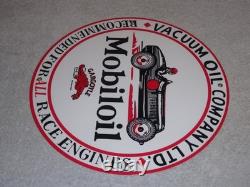 Vintage Mobil Mobiloil Race Car 11 3/4 Porcelain Metal Vacuum Gargoyle Gas Sign