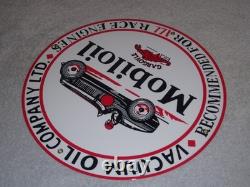 Vintage Mobil Mobiloil Race Car 11 3/4 Porcelain Metal Vacuum Gargoyle Gas Sign