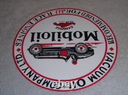 Vintage Mobil Mobiloil Race Car 11 3/4 Porcelain Metal Vacuum Gargoyle Gas Sign