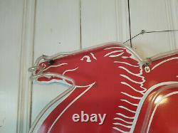 Vintage Mobil Neon Pegasus Left Facing Porcelain Sign