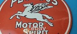 Vintage Mobil Pegasus Motor Spirit Porcelain Gas Service Station Pump Plate Sign
