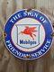 Vintage Mobil Porcelain Sign Gas Pump Plate Oil Service Pegasus Advertising 12
