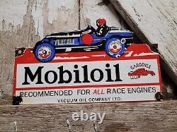 Vintage Mobil Porcelain Sign Race Engine Gas Oil Socony Vaccuum Mobiloil Service