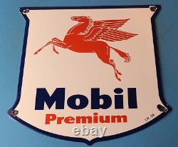 Vintage Mobil Premium Gasoline Porcelain Gas Service Pegasus Motor Oil Sign