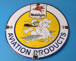 Vintage Mobil Sign Pegasus Mobilgas Casper Gas Oil Pump Service Porcelain Sign