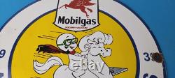 Vintage Mobil Sign Pegasus Mobilgas Casper Gas Oil Pump Service Porcelain Sign