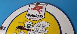 Vintage Mobil Sign Pegasus Mobilgas Casper Gas Oil Pump Service Porcelain Sign