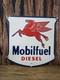 Vintage Mobilfuel Diesel Porcelain Enamel Sign 12 X 12 Inches