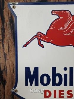 Vintage Mobilfuel Diesel Porcelain Enamel Sign 12 X 12 Inches