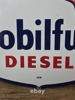 Vintage Mobilfuel Diesel Porcelain Enamel Sign 12 X 12 Inches