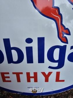 Vintage Mobilgas Ethyl Porcelain Sign Dealership Gas Station Mobil Motor Oil 12