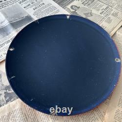Vintage Mobilgas Mobiloil Fill Up 12 Inch Convex Porcelain Enamel Sign