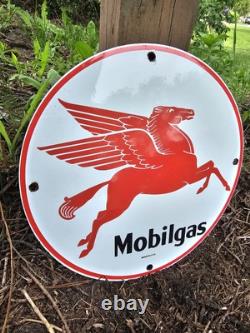Vintage Mobilgas Porcelain Sign Dealership Gas Station Mobil Motor Oil 12