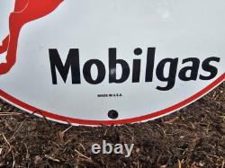 Vintage Mobilgas Porcelain Sign Dealership Gas Station Mobil Motor Oil 12