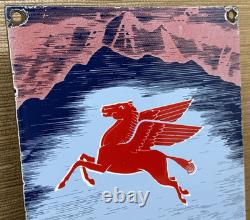 Vintage Mobilgas Porcelain Sign Dealership Gas Station Mobil Motor Oil Peggy