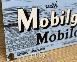 Vintage Mobilgas Porcelain Sign Dealership Gas Station Mobil Motor Oil Peggy