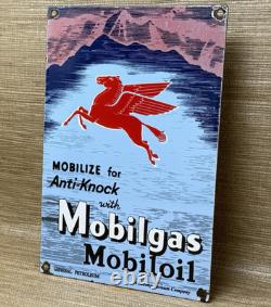 Vintage Mobilgas Porcelain Sign Dealership Gas Station Mobil Motor Oil Peggy