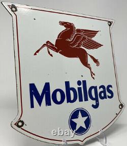 Vintage Mobilgas Porcelain Sign Gasoline Station Pump Plate Motor Oil Pegasus