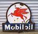 Vintage Mobiloil Double-sided Porcelain Pedestal Lollipop Sign No Stand