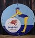 Vintage Mobiloil Porcelain Gas Pump Sign Mobil Mobilgas 12