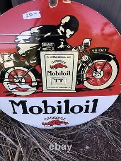 Vintage Mobiloil motorcycle? Porcelain Sign Large 30