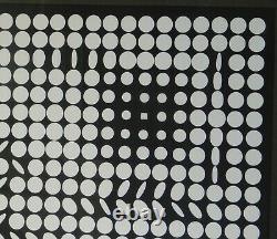 Vintage Modern OP ART Serigraph Artist Signed Print Victor Vasarely Black White