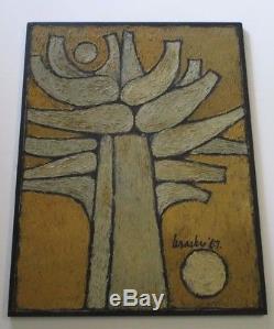 Vintage Modernist Painting Abstract Expressionism Signed Russian Polish 1960's