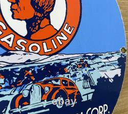 Vintage Mohawk Gasoline Porcelain Sign Gas Station Pump Plate Motor Oil Service