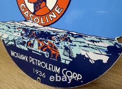 Vintage Mohawk Gasoline Porcelain Sign Gas Station Pump Plate Motor Oil Service