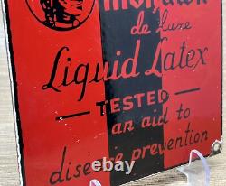Vintage Mohawk Liquid Latex Aid To Disease Prevention Porcelain Sign Oil Gas