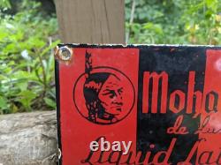 Vintage Mohawk Liquid Latex Porcelain Gas Pump Sign Indian 7 X 7