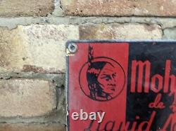 Vintage Mohawk Liquid Latex Porcelain Gas Pump Sign Indian 7 X 7