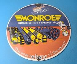 Vintage Monroe Struts Springs Sign USA Parts Service Gas Pump Porcelain Sign