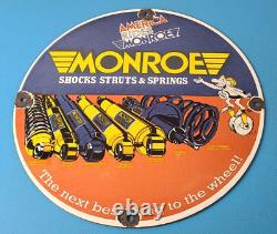 Vintage Monroe Struts Springs Sign USA Parts Service Gas Pump Porcelain Sign