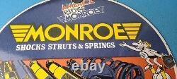 Vintage Monroe Struts Springs Sign USA Parts Service Gas Pump Porcelain Sign