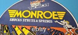 Vintage Monroe Struts Springs Sign USA Parts Service Gas Pump Porcelain Sign