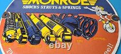 Vintage Monroe Struts Springs Sign USA Parts Service Gas Pump Porcelain Sign