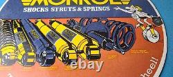 Vintage Monroe Struts Springs Sign USA Parts Service Gas Pump Porcelain Sign