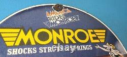 Vintage Monroe Struts Springs Sign USA Parts Service Gas Pump Porcelain Sign