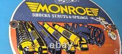 Vintage Monroe Struts Springs Sign USA Parts Service Gas Pump Porcelain Sign