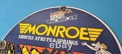 Vintage Monroe Struts Springs Sign USA Parts Service Gas Pump Porcelain Sign