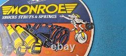 Vintage Monroe Struts Springs Sign USA Parts Service Gas Pump Porcelain Sign