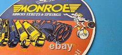 Vintage Monroe Struts Springs Sign USA Parts Service Gas Pump Porcelain Sign