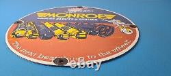 Vintage Monroe Struts Springs Sign USA Parts Service Gas Pump Porcelain Sign