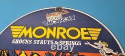 Vintage Monroe Struts Springs Sign USA Parts Service Gas Pump Porcelain Sign