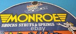 Vintage Monroe Struts Springs Sign USA Parts Service Gas Pump Porcelain Sign